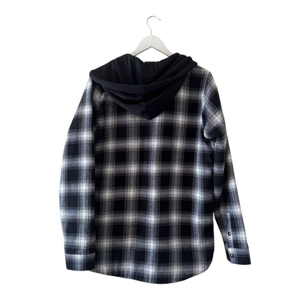 Volcom Hooded Black White Checkered Cotton Blend Ski Snowboard Lightweight Pocke - Picture 5 of 13